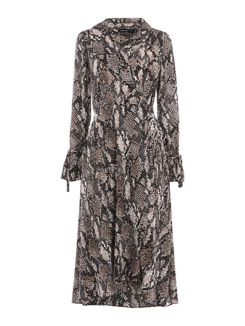 Karen Millen Snake Print Wrap Dress in Black and Cream - Size 8